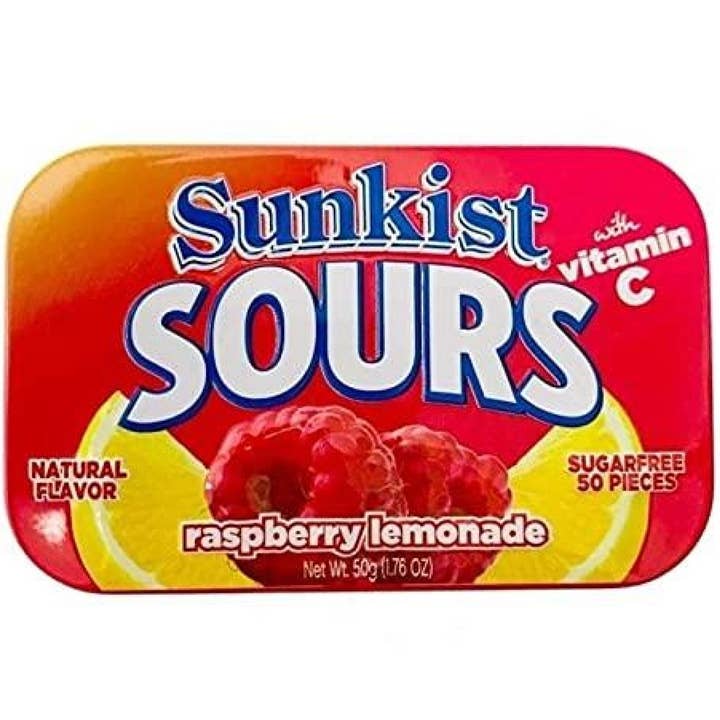 Sunkist Sours Raspberry Lemonade (50g) 6-Pack for wholesale by Pops Distro Inc