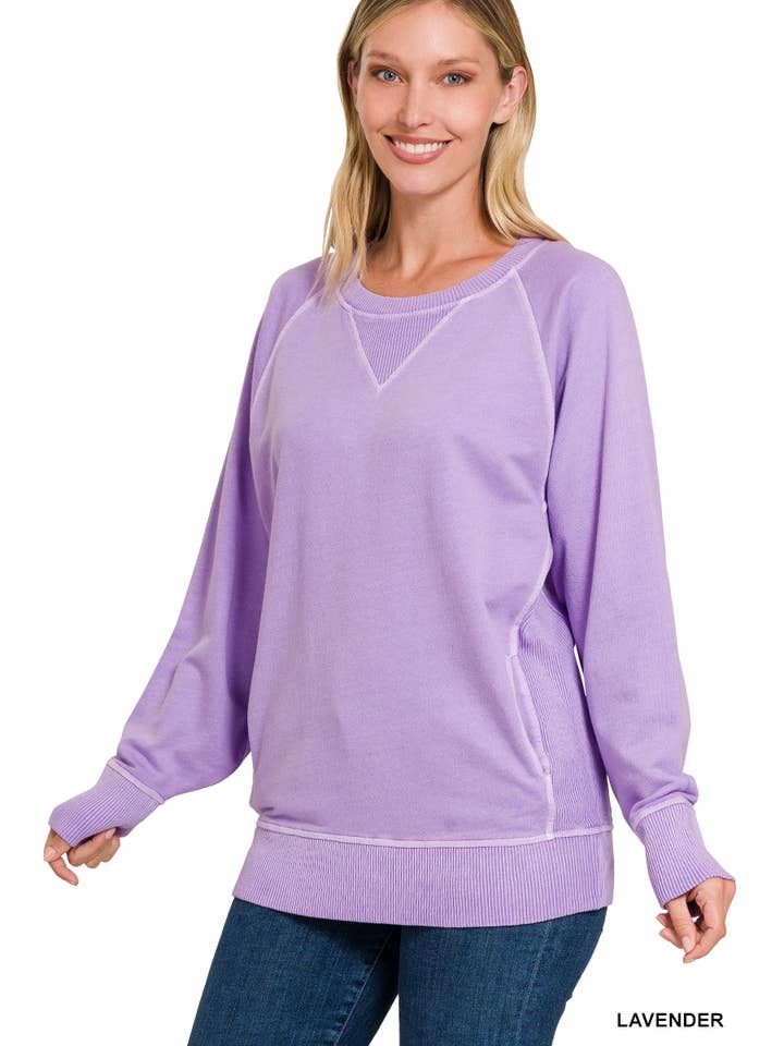 42POPS - Wholesale Sweatshirt - Women's - ',,,, Washed French Terry Pullover With Side Pockets21