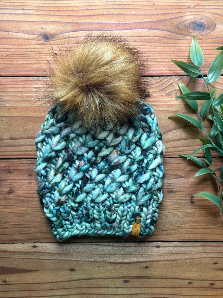 Crush Hat in Green is the Color for wholesale by Ellikin Knits
