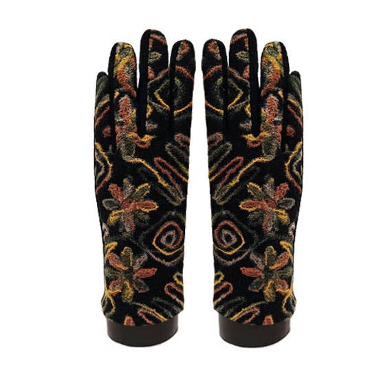 Access by Mediterranean Concepts - Wholesale Gloves - Women's - Yarn Blue Geometric Flowers glove 2