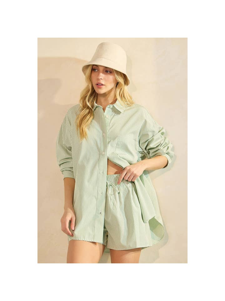 mittoshop - Wholesale Lounge Set - Women's - STRIPED SHIRT AND SHORTS SET17
