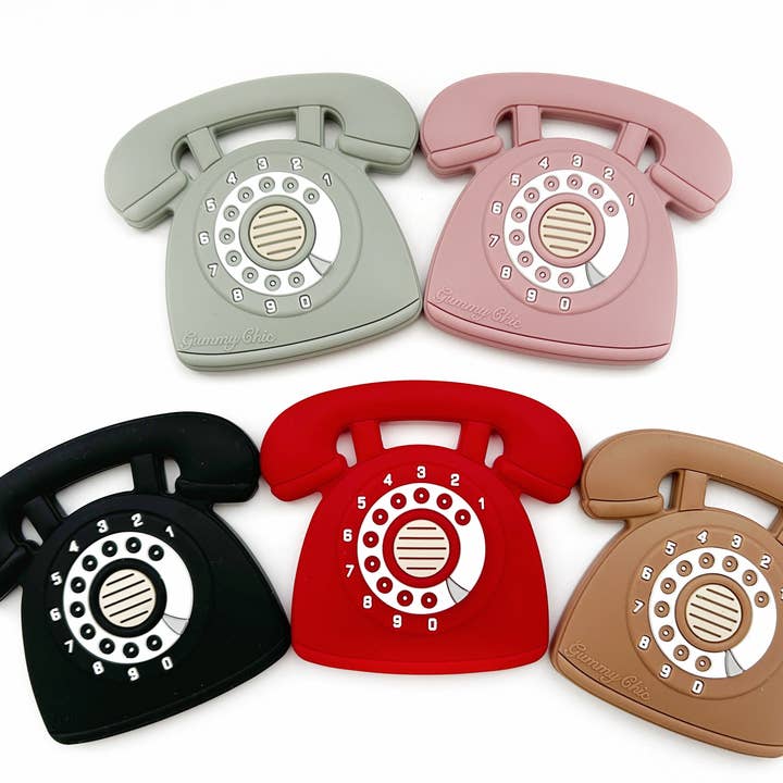 Gummy Chic - Wholesale Teether (Not Clip-On) - Baby - Rotary Dial Phone Teether, Vintage Design for Teething Baby