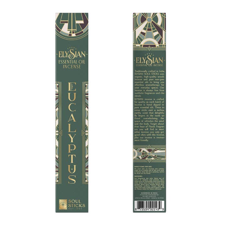 Elysian - Eucalyptus Essential Oil Incense Sticks for wholesale by Designs by Deekay Inc.