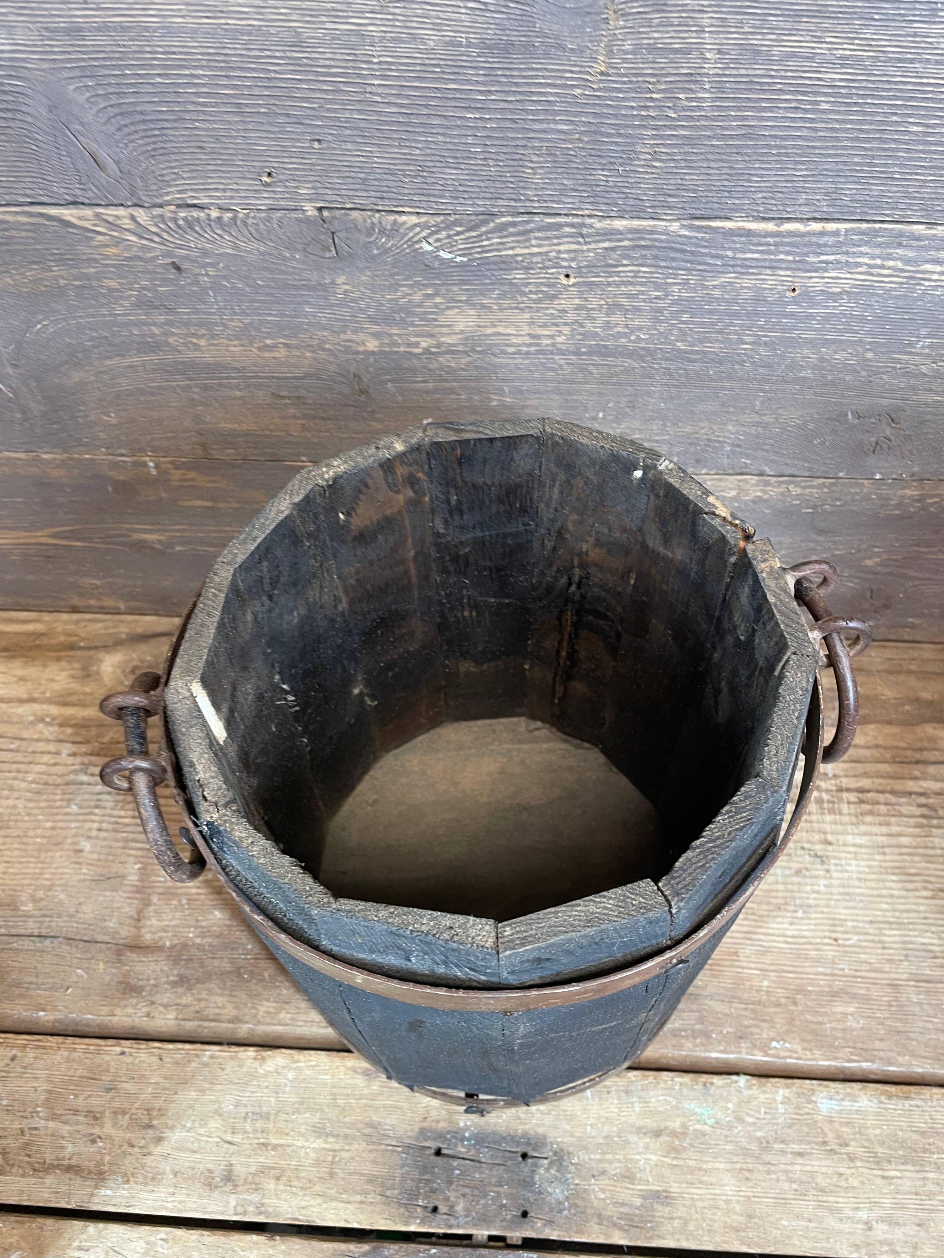 My Amigos Imports - Wholesale Bucket/Pail - Rustic Trim Bucket-Wooden-Handmade-3 Sizes-Black Tone2