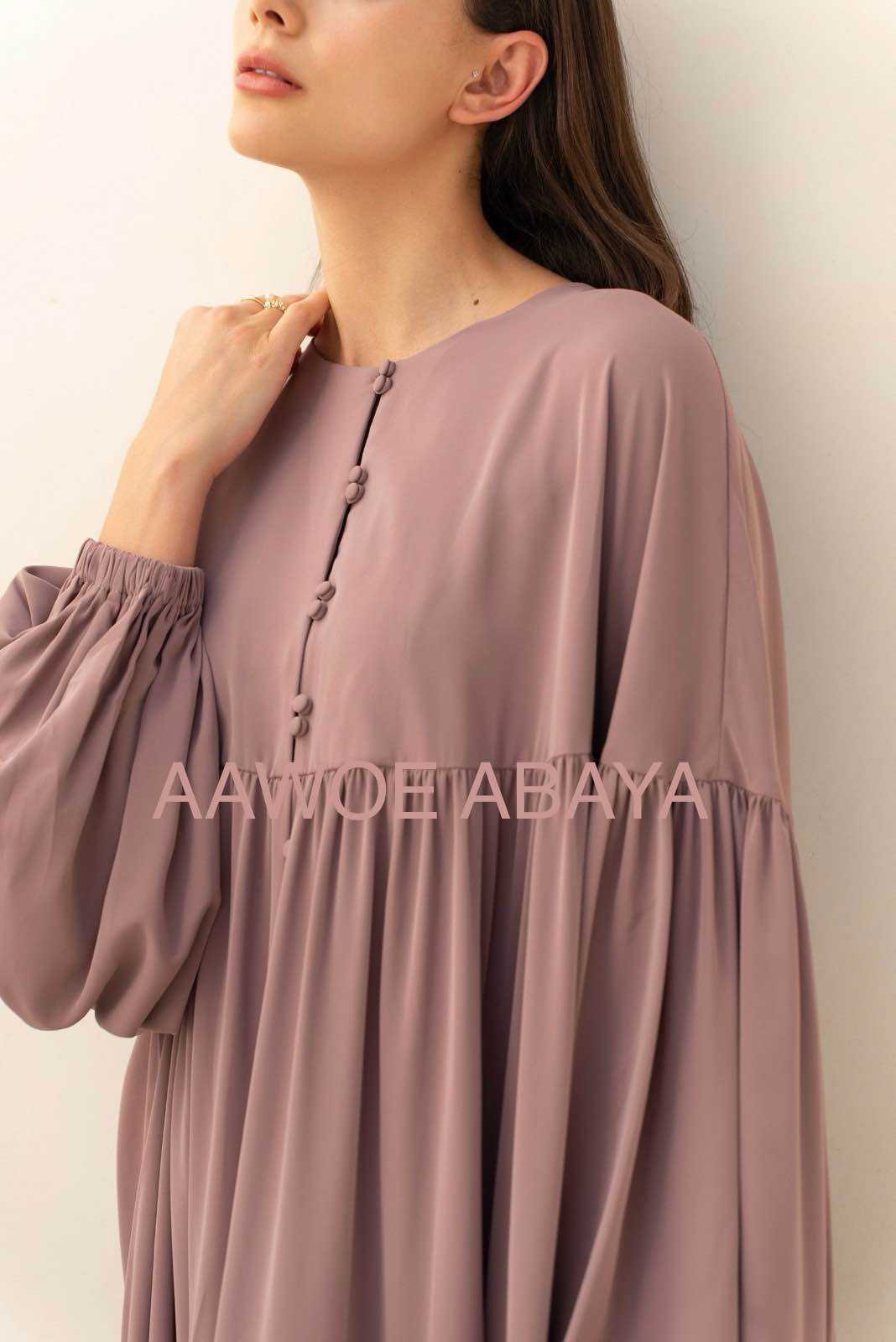 Aawoe Abaya – Hijab - Mulher por atacado – Vestido Abaya Chic com Mangas Bufantes - 2432-ROB4