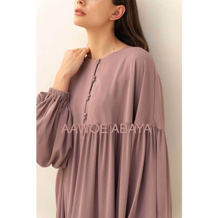 Aawoe Abaya – Hijab - Mulher por atacado – Vestido Abaya Chic com Mangas Bufantes - 2432-ROB4