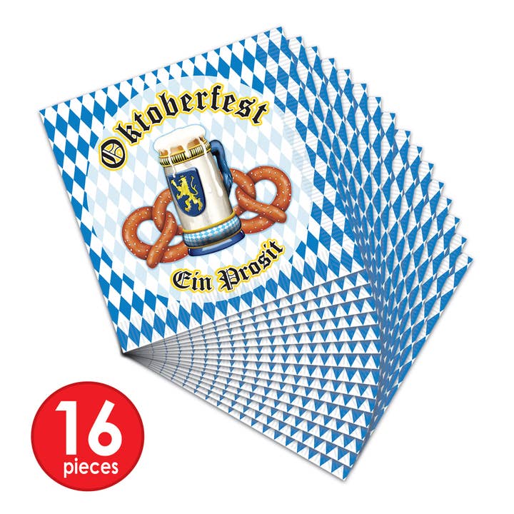 Beistle - Wholesale Disposable Napkin - Oktoberfest Beverage Bavarian 2-ply Napkins, 16/pkg5
