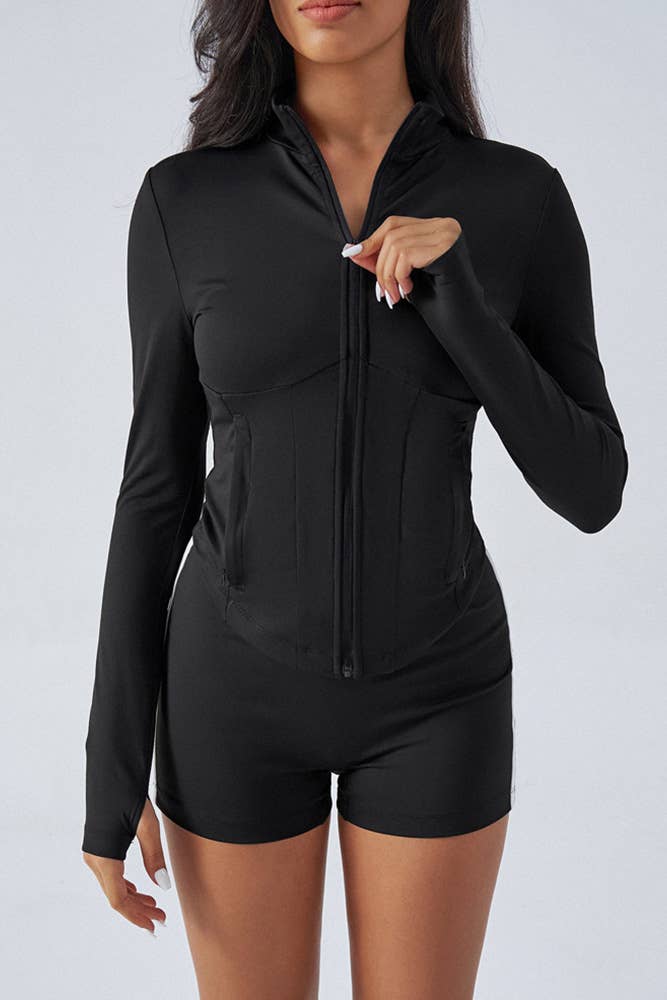 Preto Conjunto de Yoga Feminino Preto de uma Peça - UNISHE para venda a revendedores na Faire0