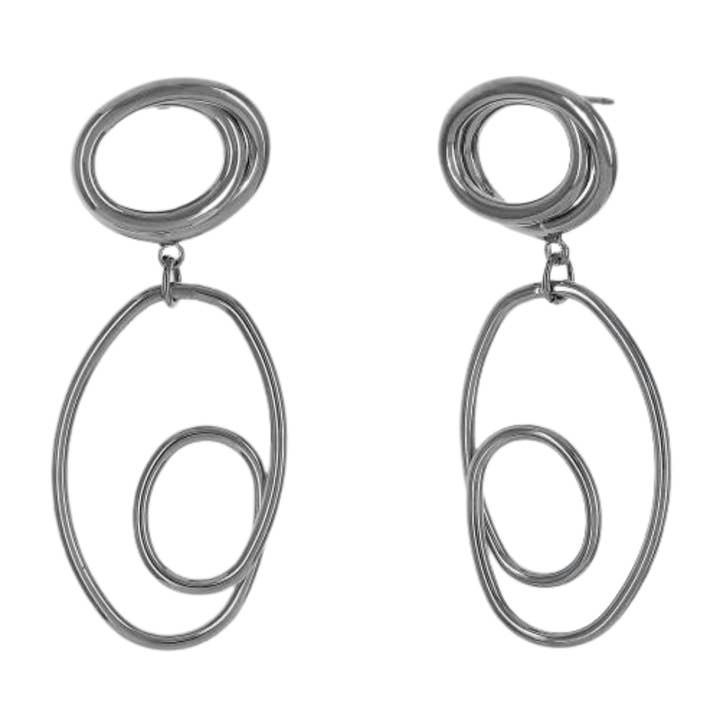 Coiled wire pendant drop earrings for wholesale by Morana