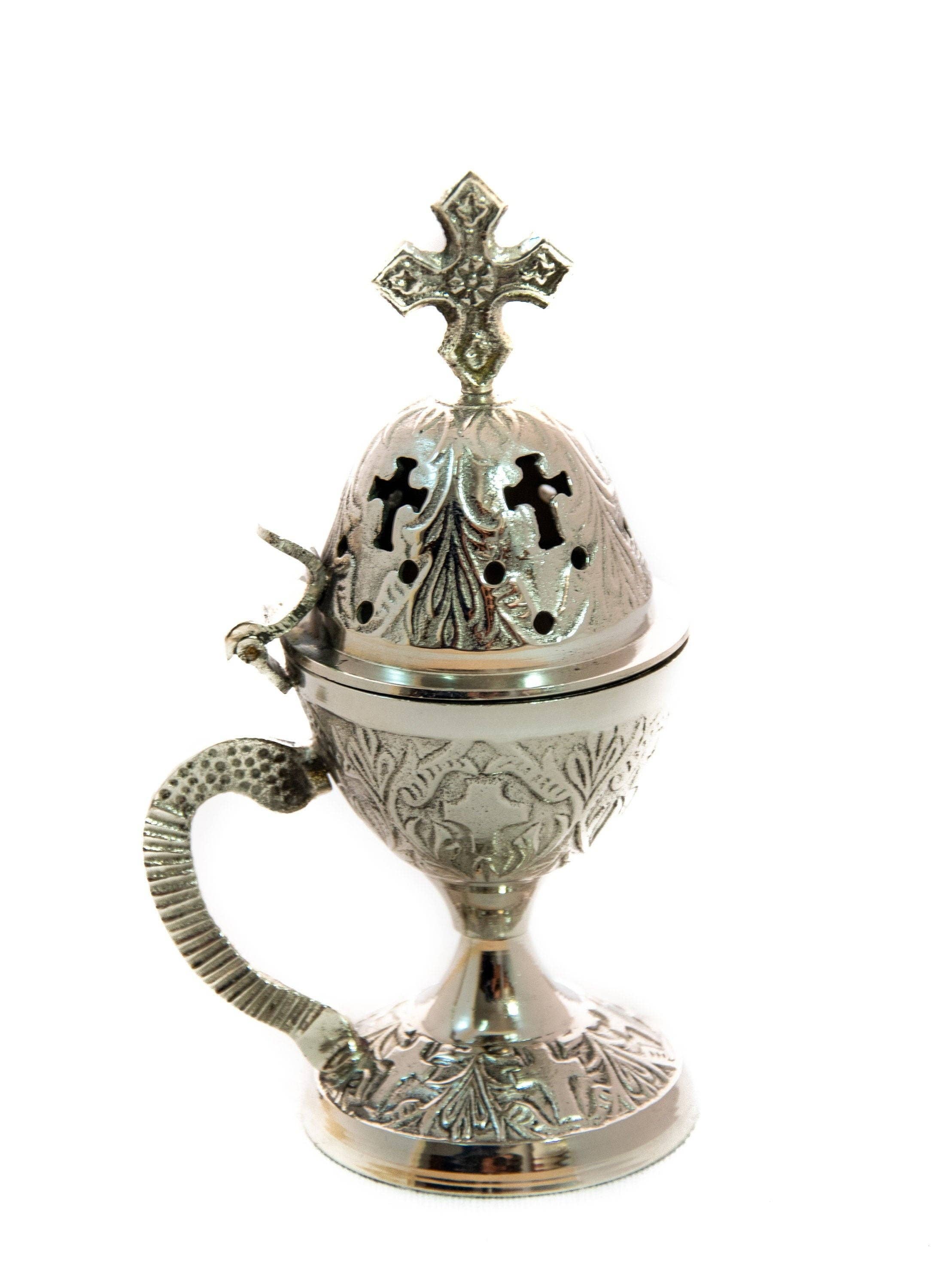 TheHolyArt - Wholesale Incense Holder - Christian Brass Resin Incense Burner, Greek Orthodox Thurible Incense holder, Metal Byzantine Home Censer Perfume burner, religious decor7