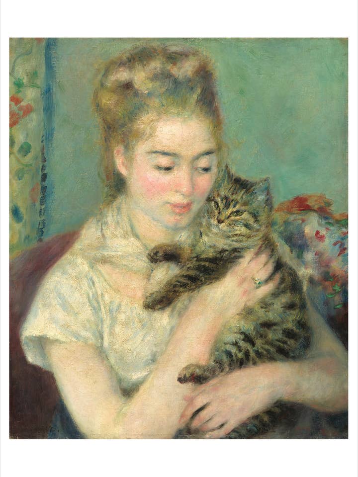 Pierre-Auguste Renoir: Woman with a Cat Notecard for wholesale by Pomegranate
