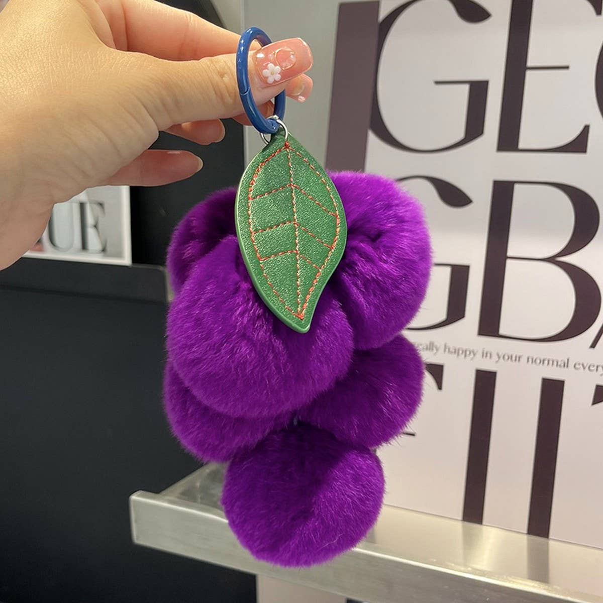 ACCITY - Wholesale Keychain - Unisex - CUTE PLUSH DOLL PURPLE GRAPE CAR KEYCHAIN PENDANT_CWMM24830