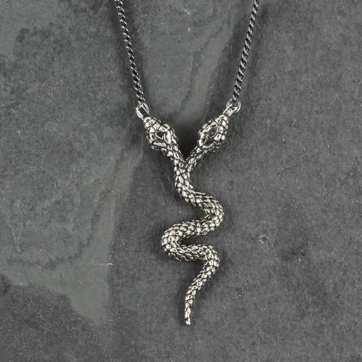 Two-Headed Snake Necklace - Silver for wholesale by Lost Apostle