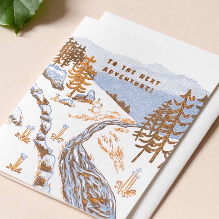 Homework Letterpress Studio - Wholesale Everyday Greeting Card - Adventure Stream | Mountain | Letterpress Card1