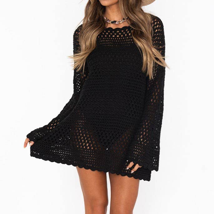 Rosa Clothing - Wholesale Swim Cover Up - Women's - Cut-Out Flared Sleeves Beach Cover-Up7