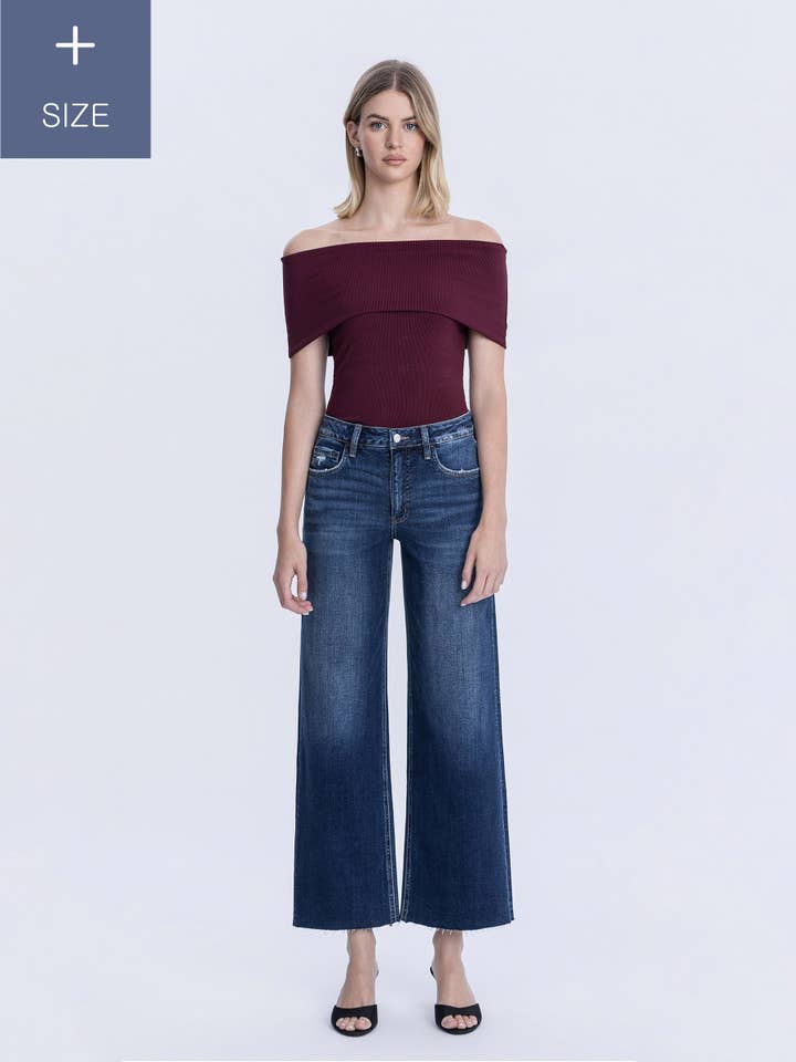 IDÍLICO JEANS DE PIERNA ANCHA DE TIRO SUPER ALTO CON CONTROL ABDOMINAL PLUS LV1353-P de venta al por mayor en Faire2