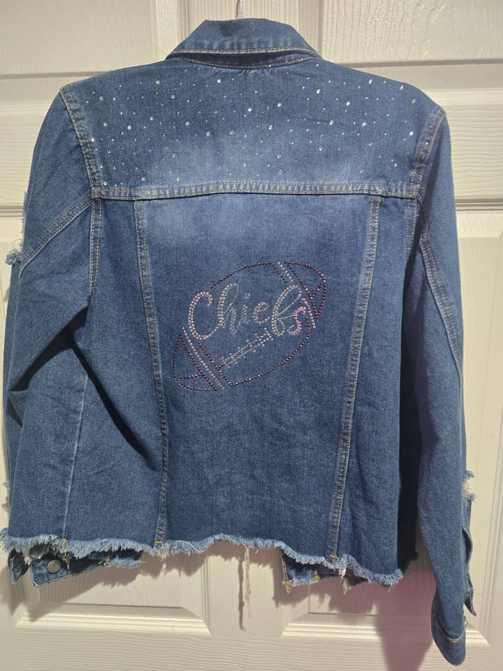 Patchwrx Customs Hat Bar - Wholesale Denim Jacket - Women's - Glitter Chiefs Jacket2