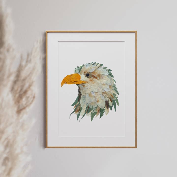 Bird Eagle Head - Pressed Flower Print for wholesale by Seek & Bloom Creative Co.