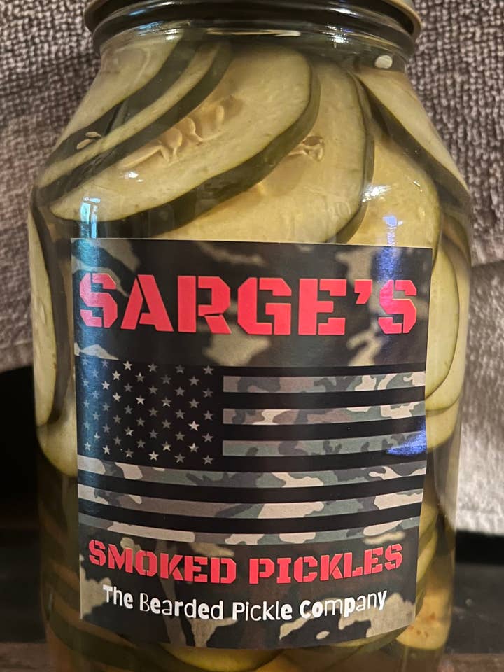 Sarge's Smoked Pickles for wholesale by The Bearded Pickle Company