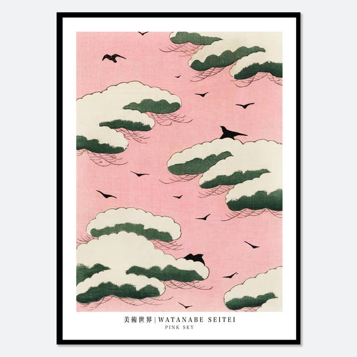 Watanabe Seitei Pink Sky Japanese Woodblock Art Print JP07 for wholesale by Sugar & Canvas