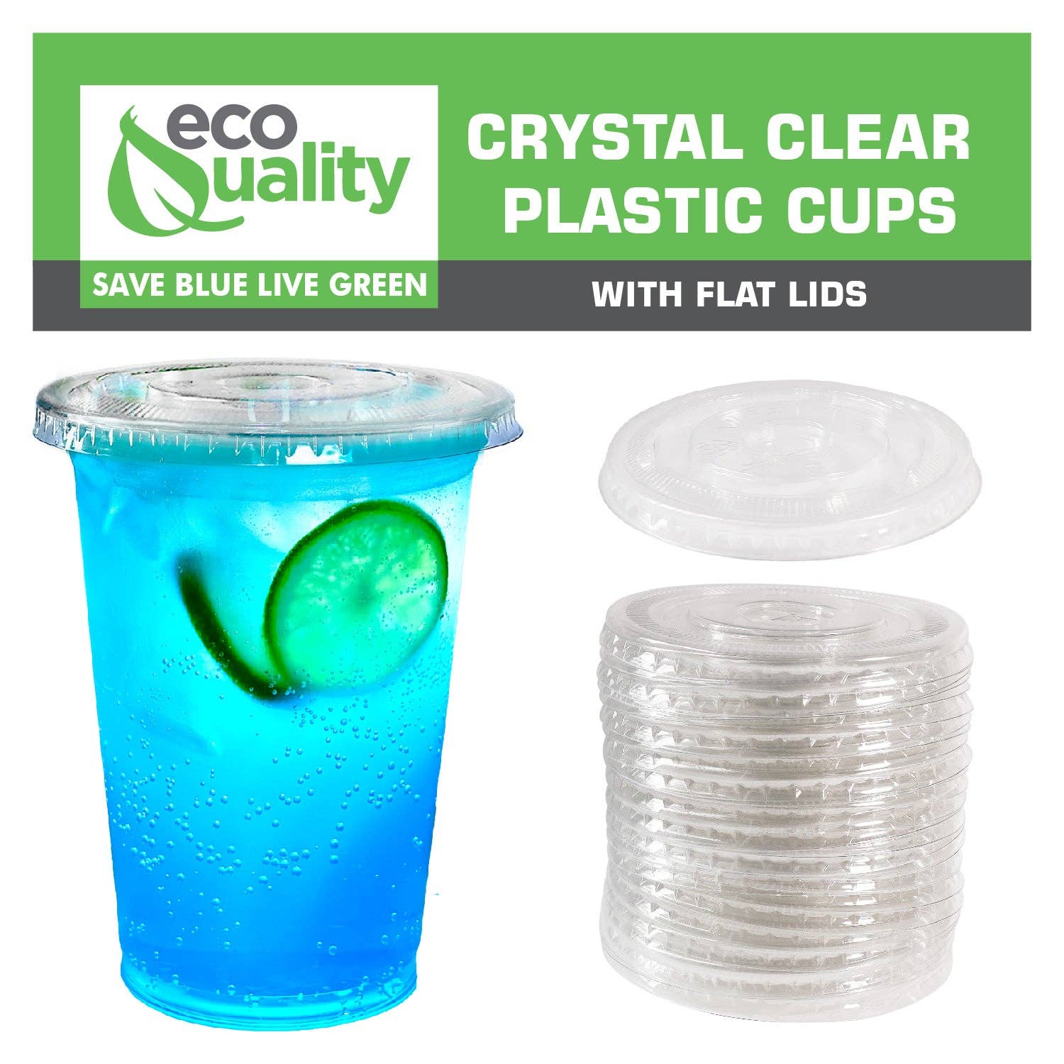 EcoQuality - Wholesale Disposable Cup - 16oz Disposable Pet Clear Plastic Smoothie Cups Clear Flat3