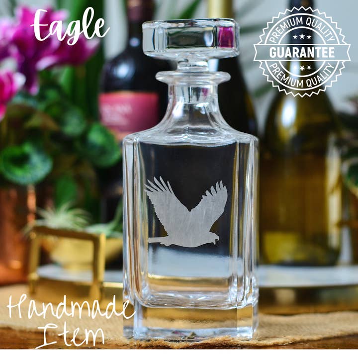Honeysuckle Home - Wholesale Decanter - Eagle Etched Glass Whiskey Decanter