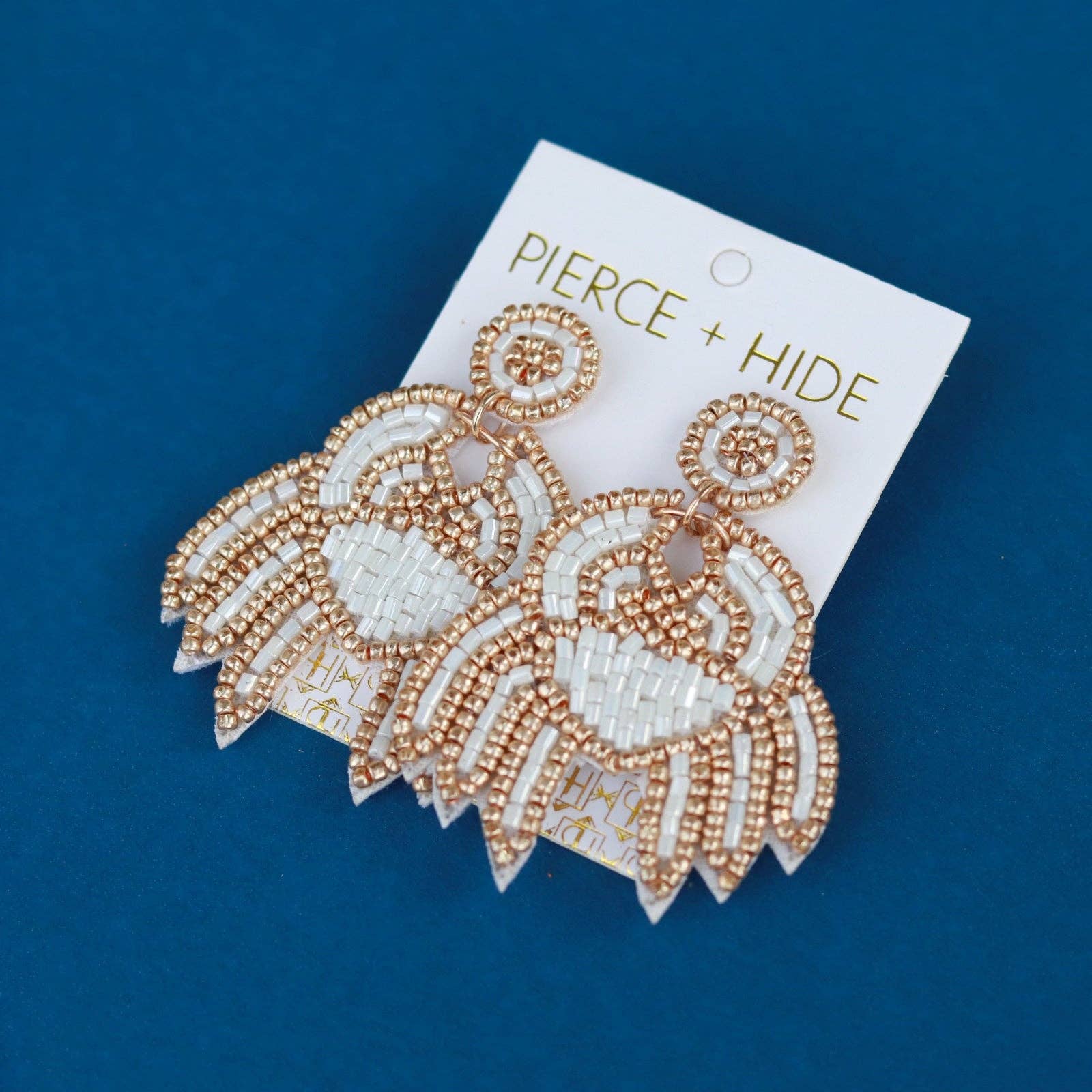 Pierce + Hide - Wholesale Dangle Earrings - Custom Beaded White Crab Earring | Nautical Earrings6
