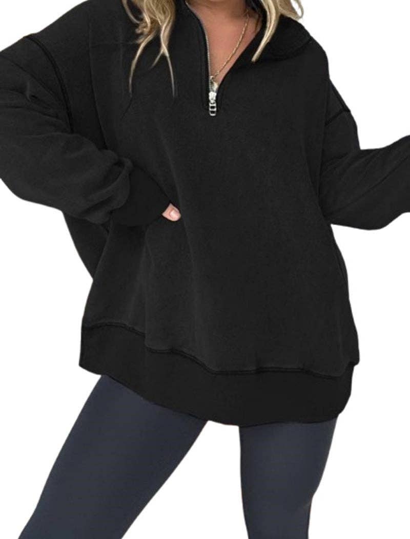 safistyle – Großhandel Sweatshirt – Damen – Locker geschnittenes Halbzip-Oberteil3