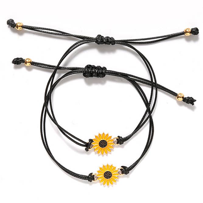 Yellow Sun Flower Braided Bracelets YWYP006 for wholesale on Faire1