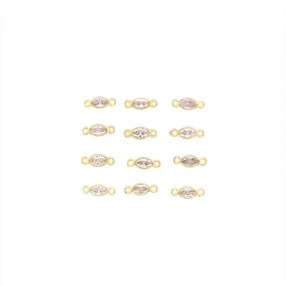 The Bead Bazaar - Vente Breloques/médailles personnalisées - Connecteur CZ délicat rempli d'or 18 carats, breloque de bijouterie permanente1