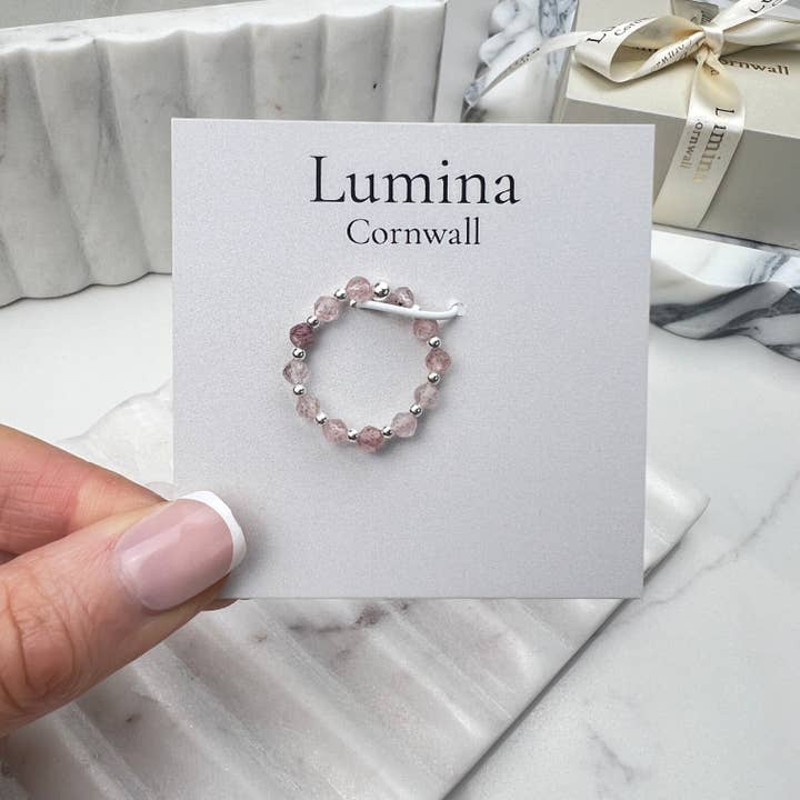 Strawberry Quartz Stratch Ring - Sterling Silver for wholesale by Lumina Cornwall