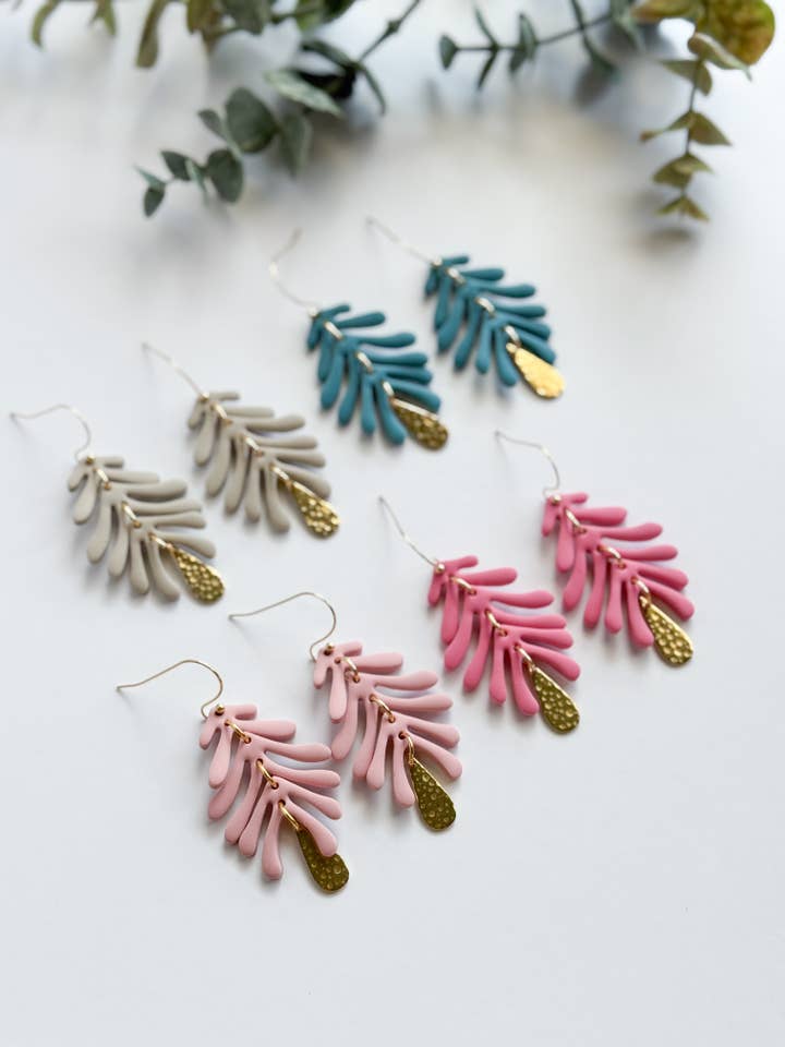 Chandelier Fringe statement earrings, large clay earrings for wholesale by Lotus of clay