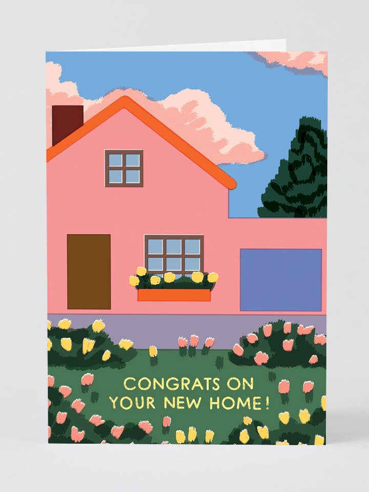 „Tillykke med nyt hjem“ lykønskningskort for engroshandel hos Wrap (US duties paid)