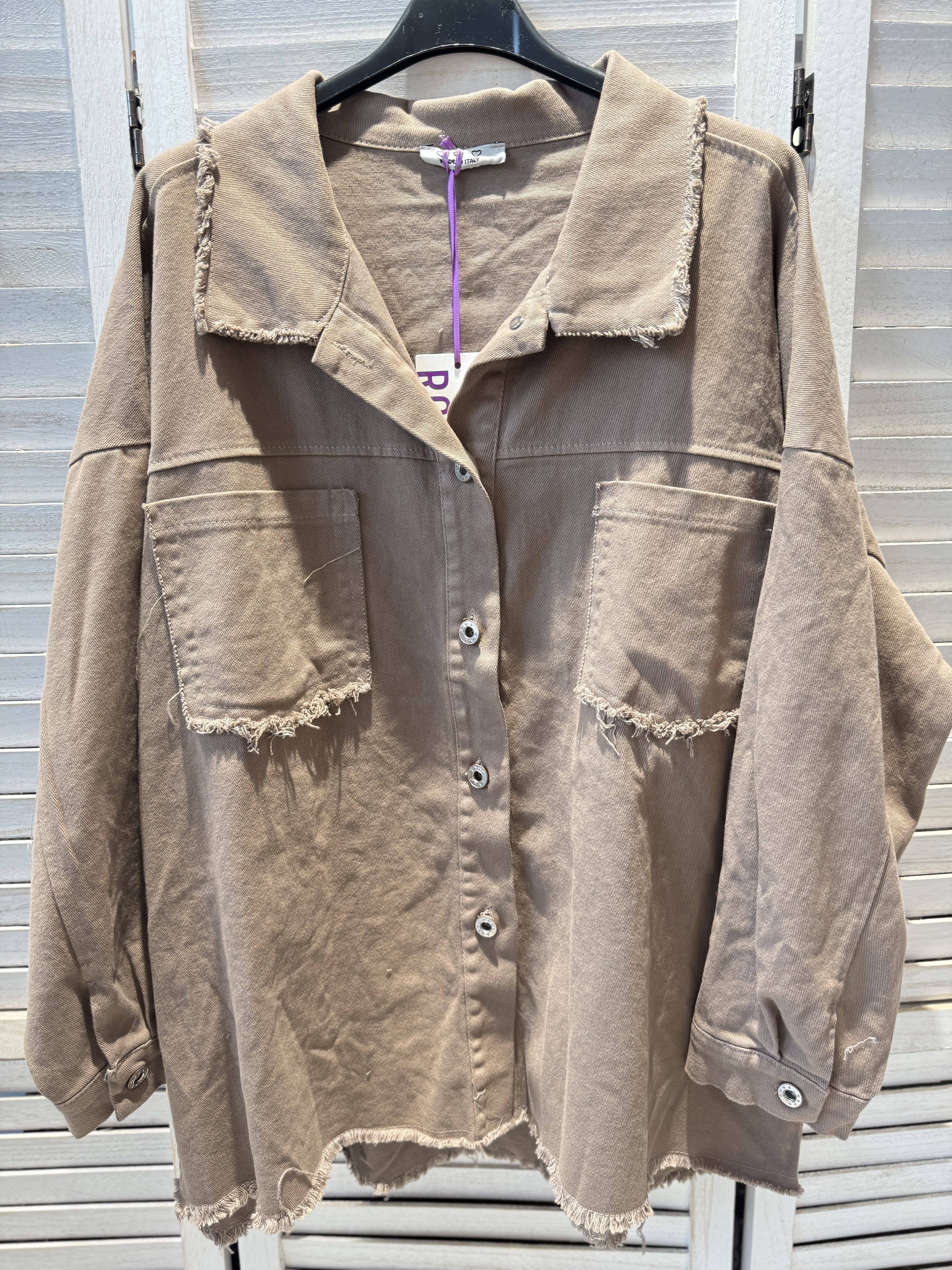 Brown Denim jacket with artistic print for wholesale on Faire3