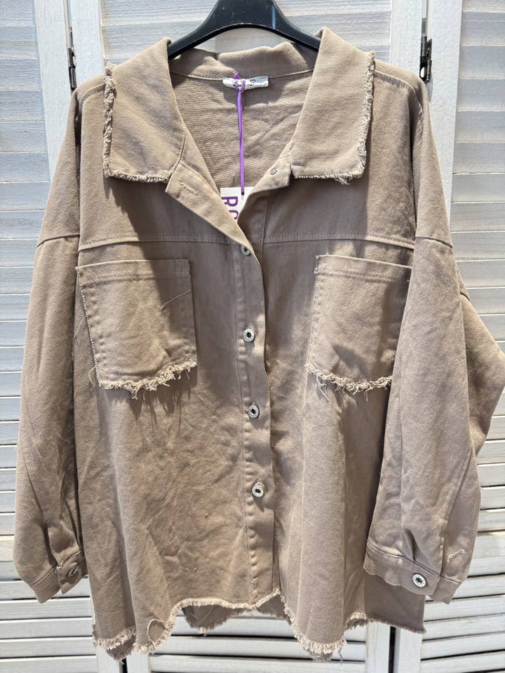 Brown Denim jacket with artistic print for wholesale on Faire3