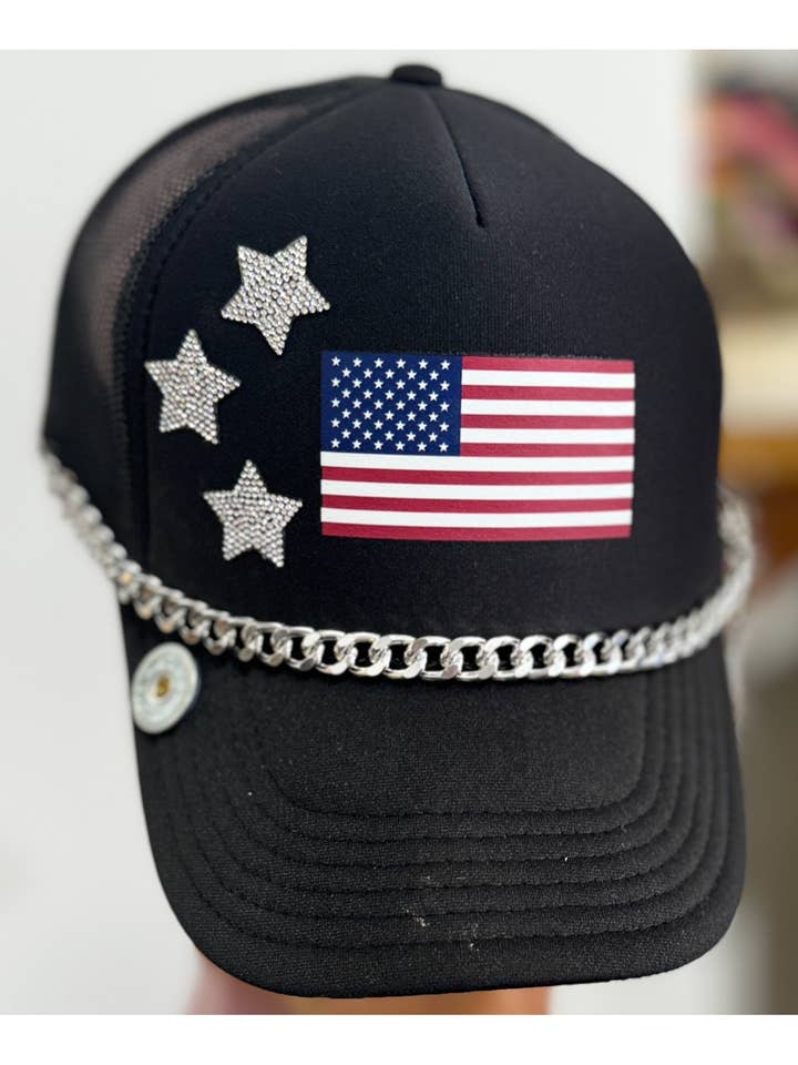 Cappello Trucker Patriot Bling per la vendita all'ingrosso da parte di Owner Unbroken Jewelry & Custom Bars Wholesale