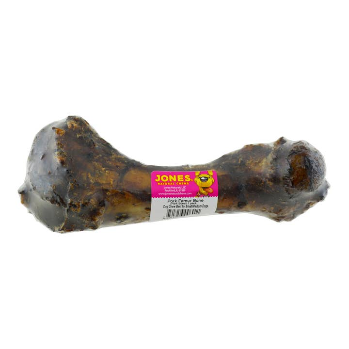 Jones Natural Chews - Wholesale Pet Treats - Dog - Pork Femur Bone 1 Pack Shrink Wrap with Label
