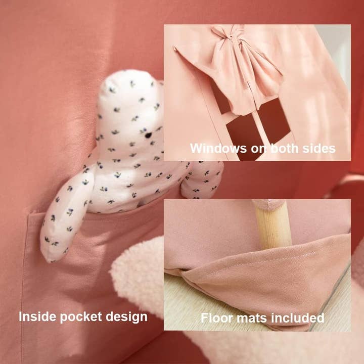 Pink A Kids Teepee Tent With Foldable Mat For Indoor Outdoor Play for wholesale on Faire4