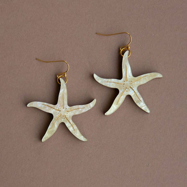 Pearly Statement Starfish Earrings - Hook or Hoop for wholesale by Pepper You