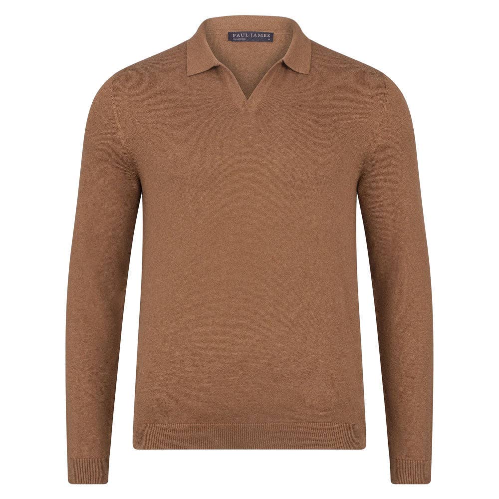 Paul James Knitwear – Großhandel Poloshirt – Herren – Herrenleichte Baumwoll-Poloshirt ohne Knöpfe8