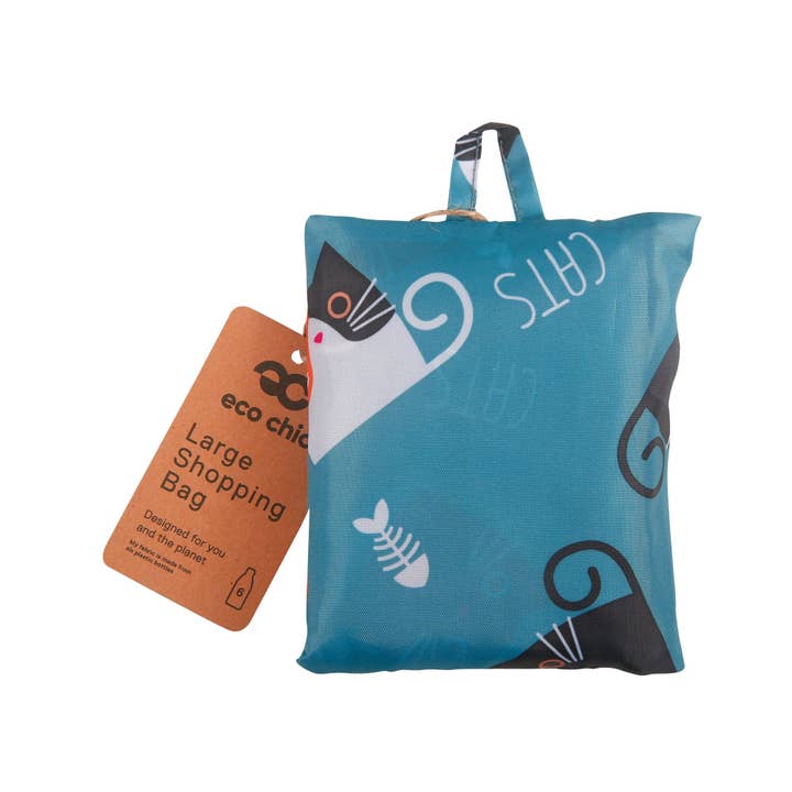 Faye UK Ltd - Venta al por mayor Bolsas de la compra - Bolsa de Compras Grande Reutilizable y Plegable Eco Chic Gato de Dibujos Animados