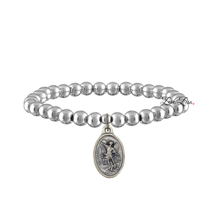 Love, Lisa - Wholesale Charm/Dangle Bracelet - Silver Saint Michael The Archangel Bracelet