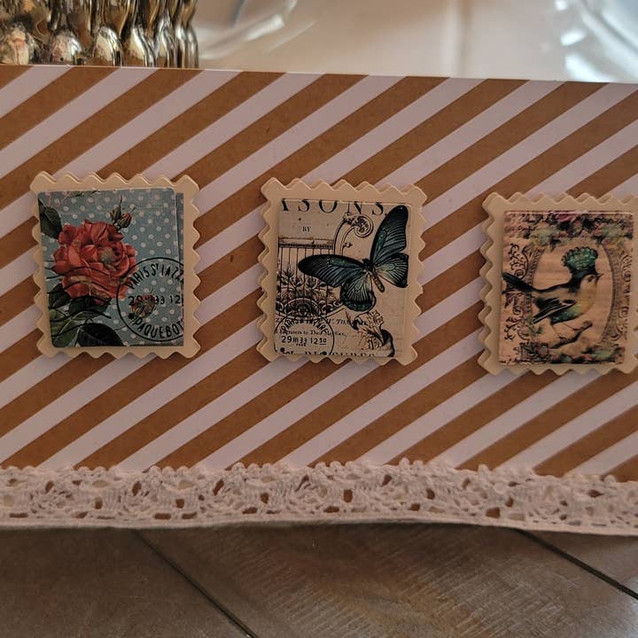 Striped Stamped Embellished Notecard for wholesale by Notebellish