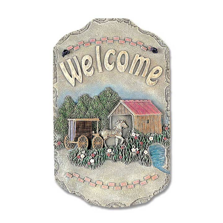 HomeRoots – wholesale Sign – Horse Buggy and Bridge Indoor Outdoor Welcome Wall Decor