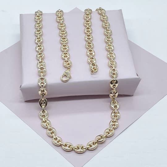 18k Gold Filled Puffy Mariner Style Link Chain 8.3mm Mariner Chain Necklace for wholesale by Milie