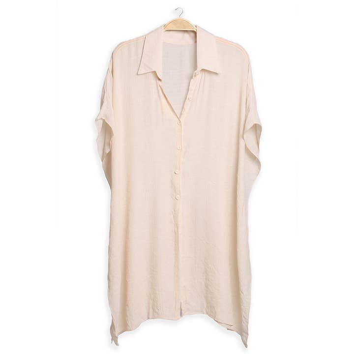 Fashion City – wholesale Buttoned-down shirt – Women's – Women's Oversized Long Sleeveless Shirt Cover Up9