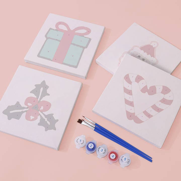 Paint Your Numbers – wholesale DIY craft kit – Holiday Treasures 4 Pack Mini Paint by Numbers Kit1