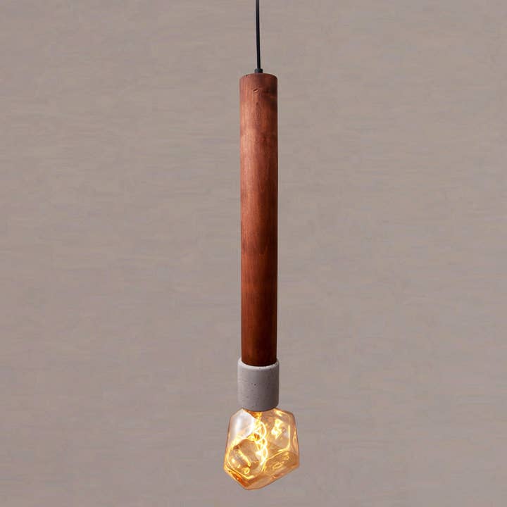 HEKA LIGHTING & TRADING LTD – wholesale Ljuskrona/hängande ljus – Stor hängande belysning i trä och betong, taklampa för köksö, matsalslampa, art deco-hänge, sänglampa. MODELL: TOCHI