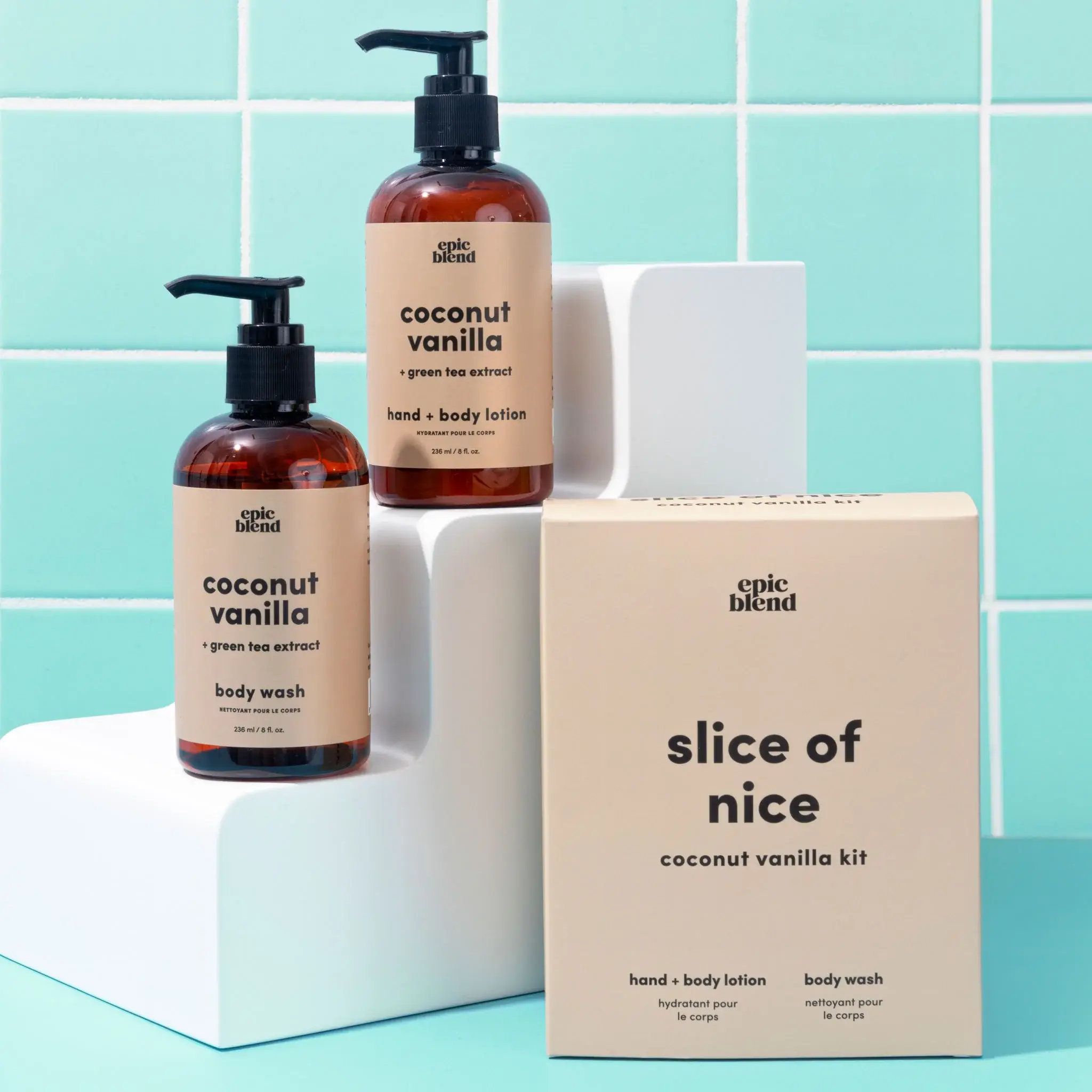 Epic Blend - Vente Set de bain et corps - Tranche de Nice - Ensemble de kits à la noix de coco et à la vanille végan1