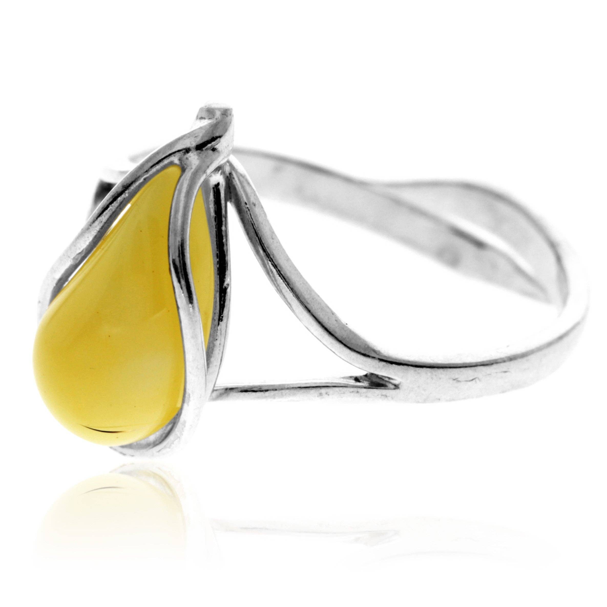 SilverAmber Jewellery – wholesale Single stone/solitaire ring – 925 Sterling Silver & Genuine Baltic Amber Adjustable Ring G403A7
